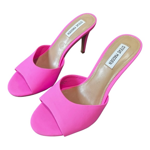 Steve Madden Erin Neon Pink Heeled Mule Sandals Vibrant Size 7.5 - Picture 7 of 10